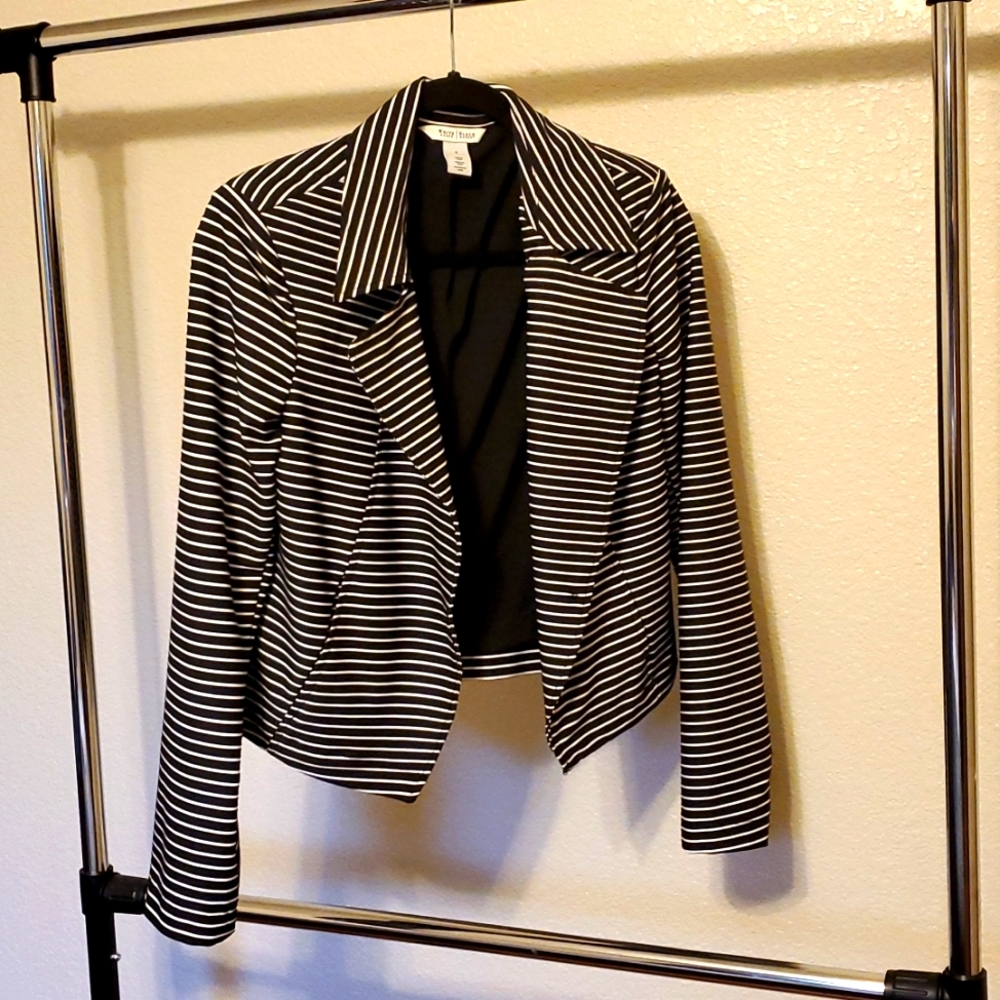 WHBM Black and White strip jacket